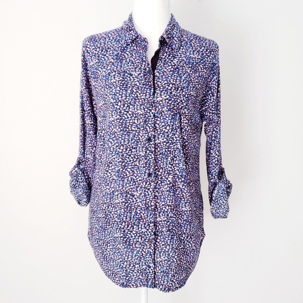 Splendid Abstract Micro Animal Print Button Down